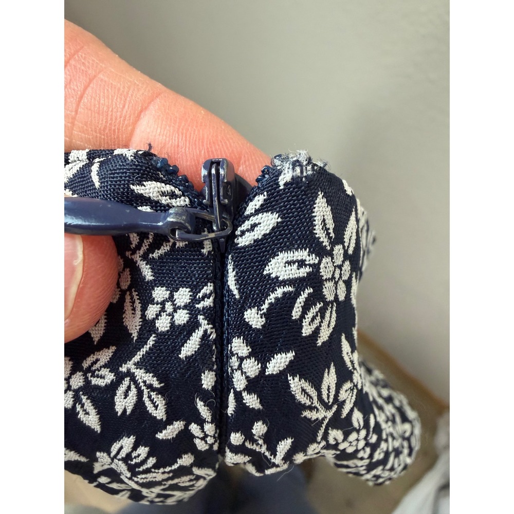 Doncaster Navy Blue White Floral Midi Skirt Belted Side Slit Rayon Blend Sz 16 - Picture 4 of 7